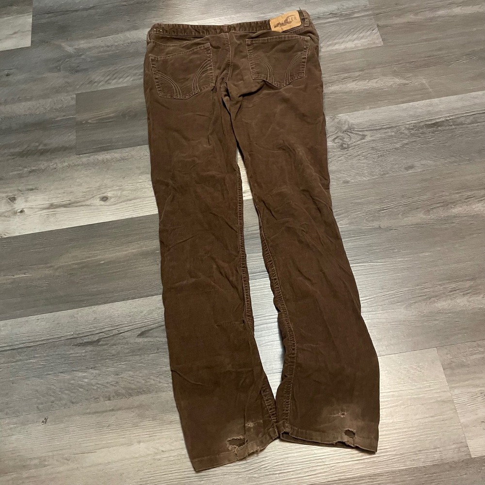 Hollister Brown Corduroy Pants Womens Size 9 Low Rise Y2K Distressed Bootcut